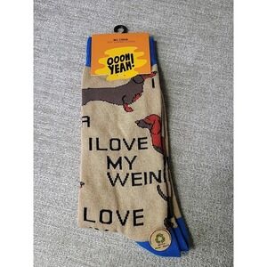 Oooh‎ Yeah! Socks, Men's Cotton Crew Socks - I Love My Weiner (Dog) NEW